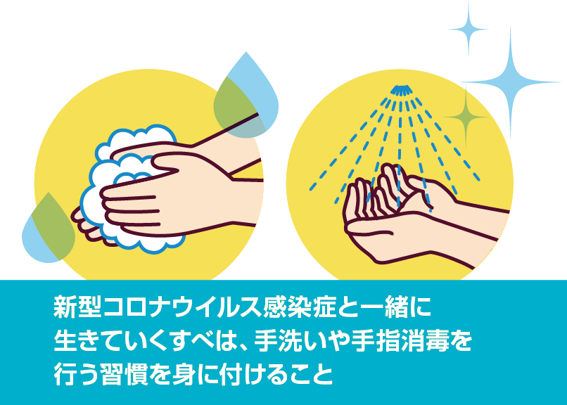 新型コロナウイルス感染症と一緒に生きていくすべは、手洗いや手指消毒を行う習慣を身に付けること